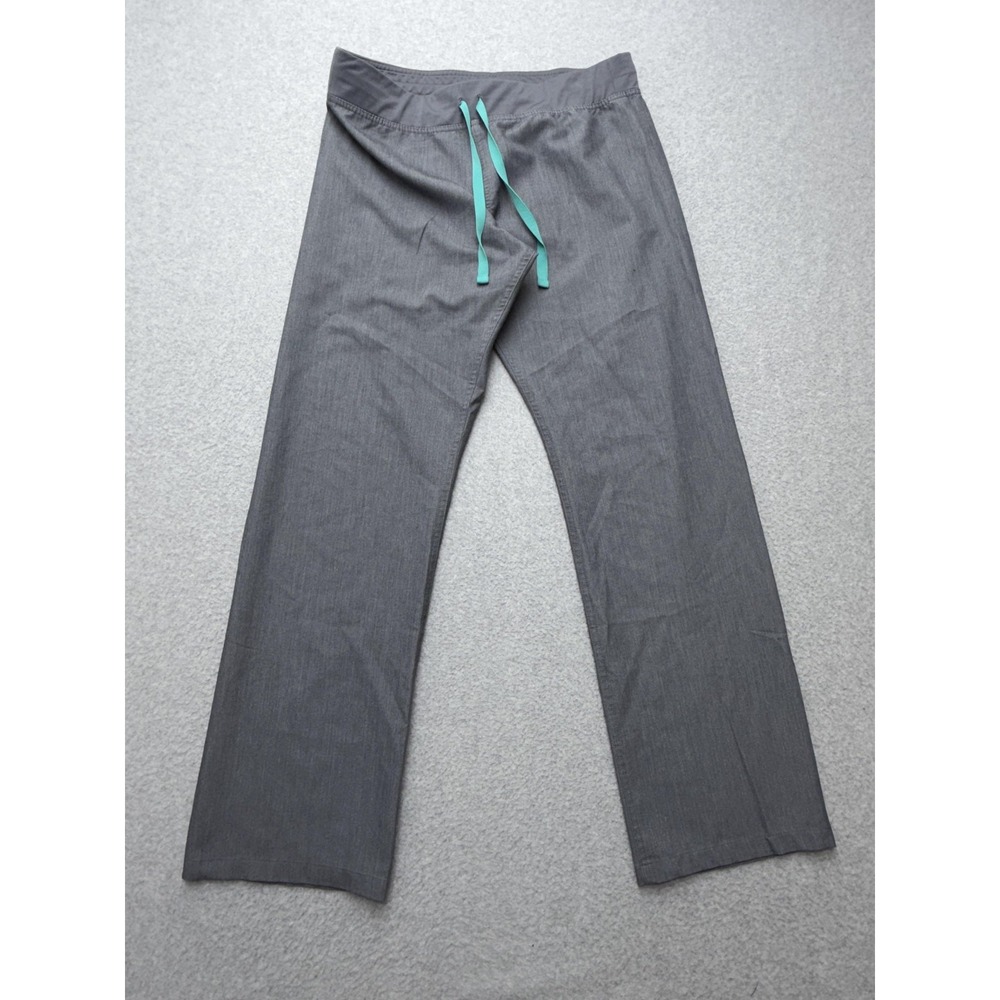FIGS Scrub Pants Womens Medium Gray Twill Straight Leg Drawstring Stretch T21003